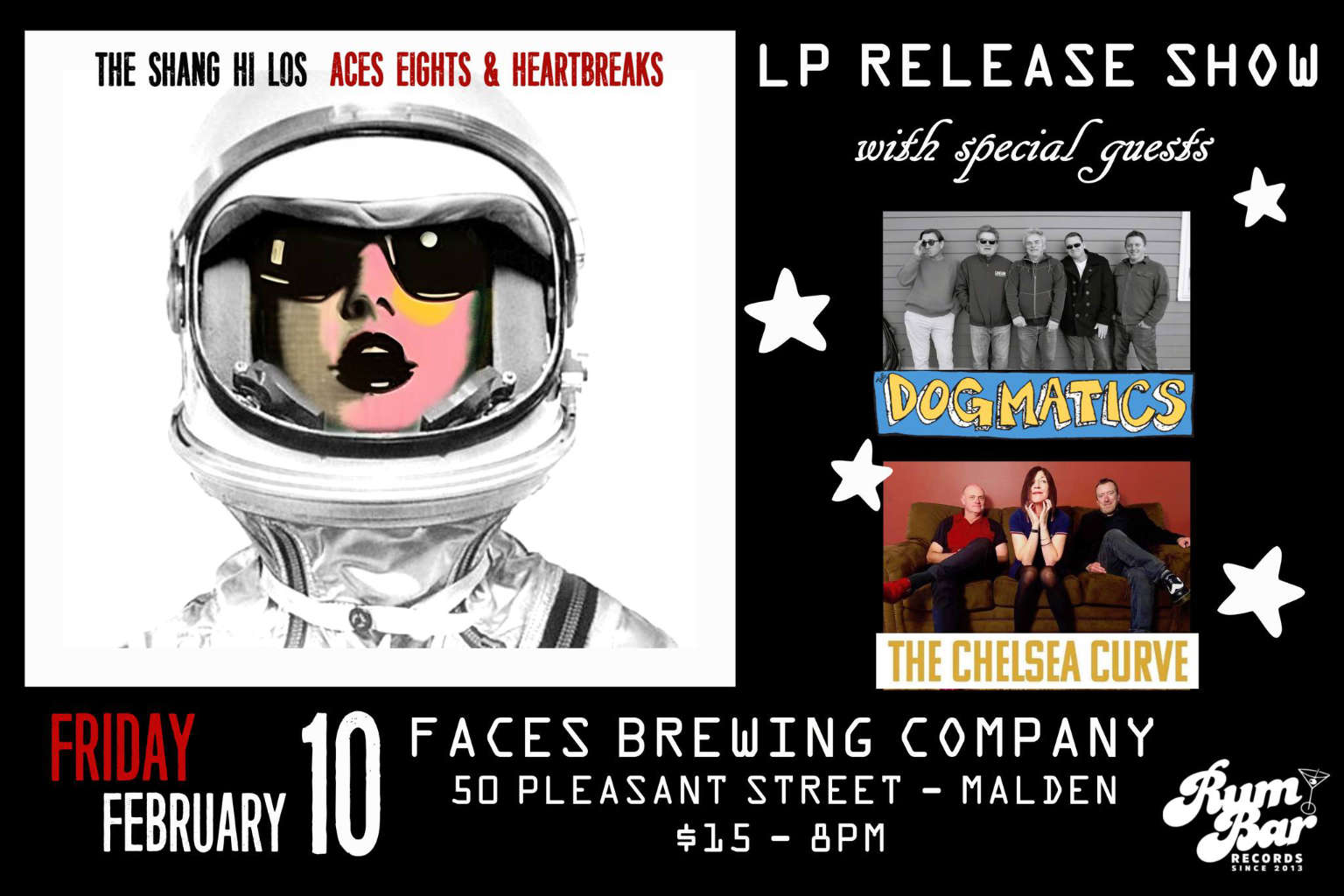 The Shang Hi Los, The Dogmatics, The Chelsea Curve at Faces Brewing Co.